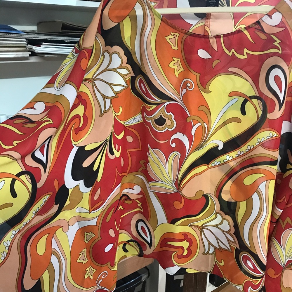 Retro print caftan top